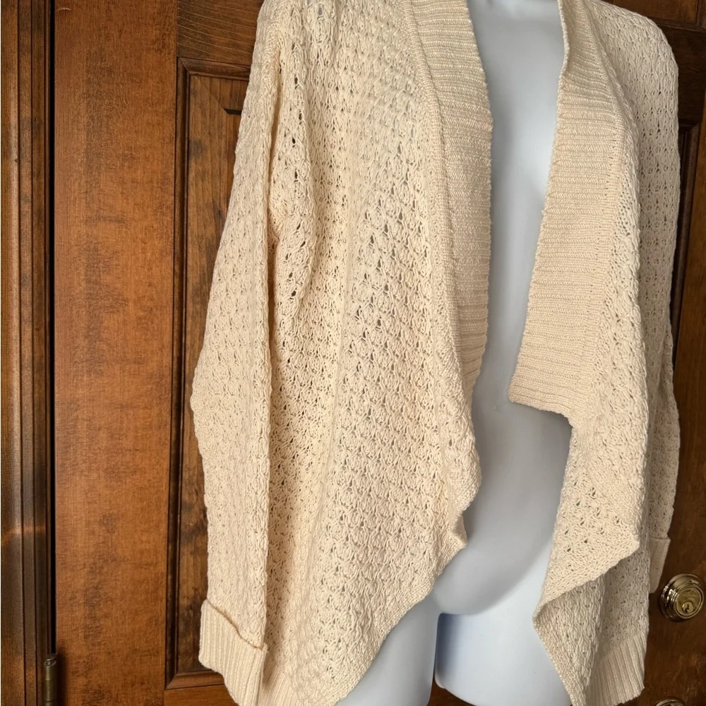 LOFT Cream Open-Front Sweater Medium